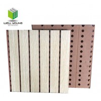 Grooved Wooden Acoustic Panels for Gynasium Interior Decoration